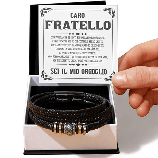 Bracciale Pelle Intrecciata A mio Fratello- Sei il mio Orgoglio.