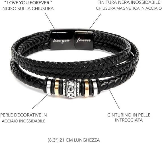 Bracciale Pelle Intrecciata Caro amico - Sei il mio Orgoglio.