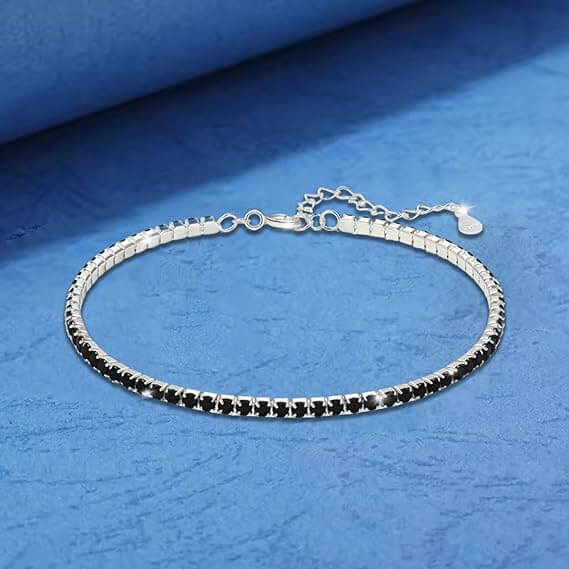 Bracciale Tennis Nero in Argento Sterling 925 - A mio Suocero
