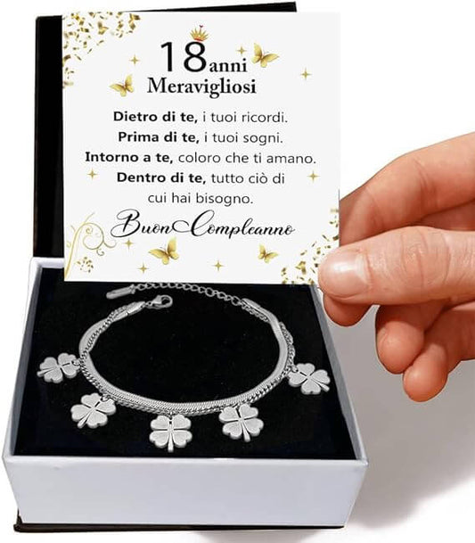 Bracciale Quadrifoglio Compleanno - 18 anni.