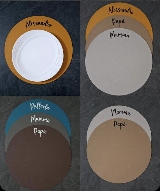 Tovaglietta rotonda in similpelle personalizzabile Double face