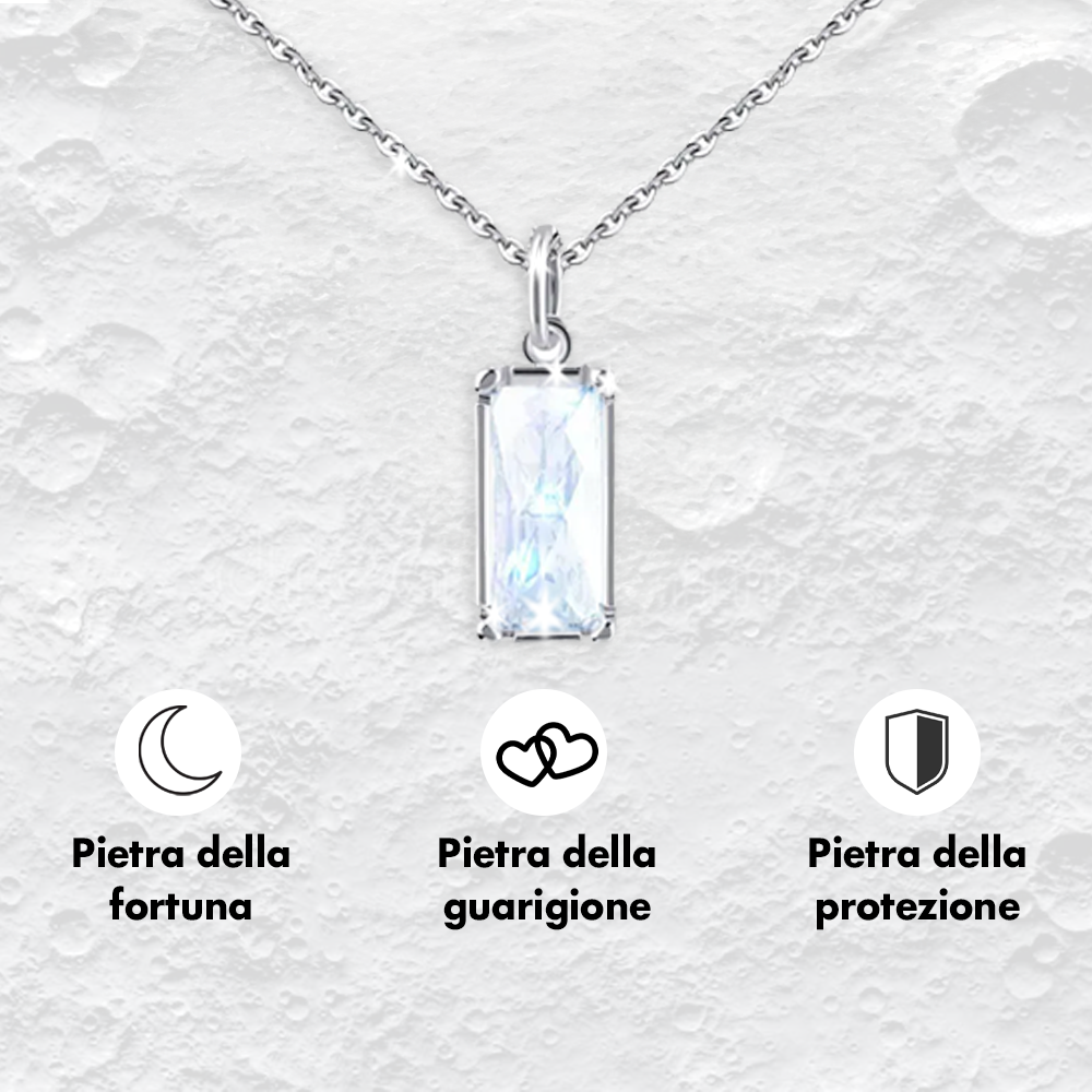 Collana Pietra di Luna Rettangolare in Argento Sterling 925 - A mia Figlia