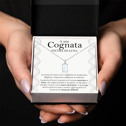 Collana Pietra di Luna Rettangolare in Argento Sterling 925 - A mia cognata
