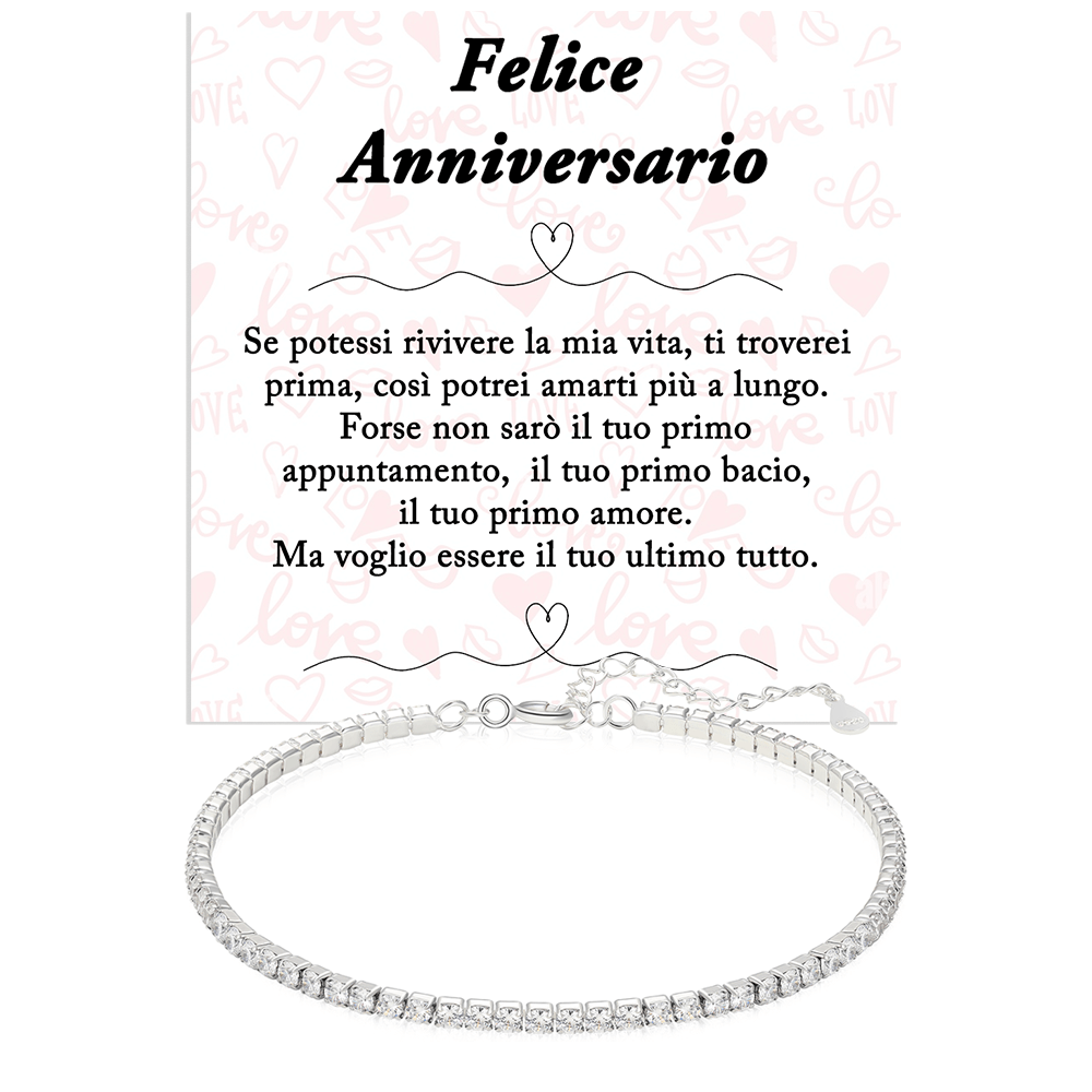 Bracciale Tennis in Argento Sterling 925 - Felice Anniversario