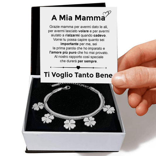Bracciale Quadrifoglio A mia Mamma - Ti voglio tanto bene.