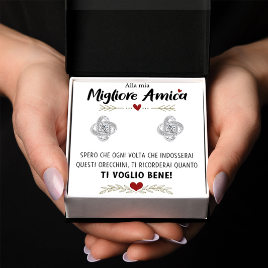 Orecchini Nodo con Pietra in Acciaio chirurgico - Alla mia migliore amica