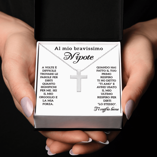 Collana Croce Argento sterling 925 - A Mio Nipote