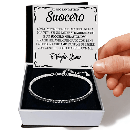 Bracciale Tennis Nero in Argento Sterling 925 - A mio Suocero