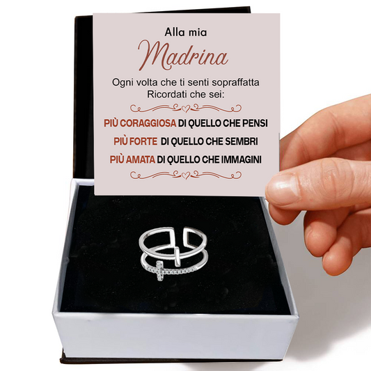 Anello da Donna in Argento Sterling 925 Per la mia Madrina- Croce