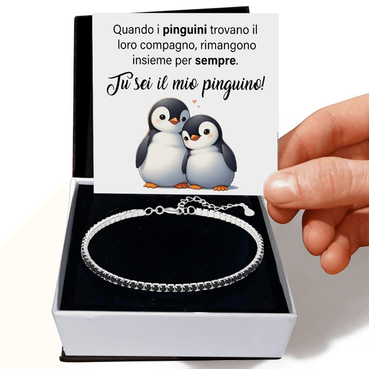 Bracciale Tennis Nero in Argento Sterling 925 - Pinguino