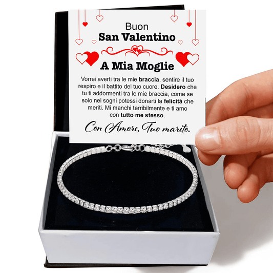 Bracciale Tennis in Argento Sterling 925 - A mia Moglie Buon San Valentino