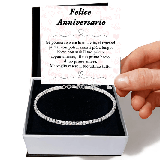 Bracciale Tennis in Argento Sterling 925 - Felice Anniversario