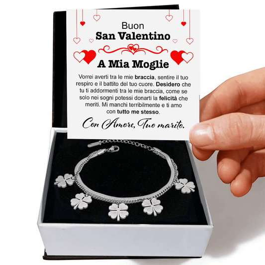 Bracciale Quadrifoglio - A mia Moglie Buon San Valentino