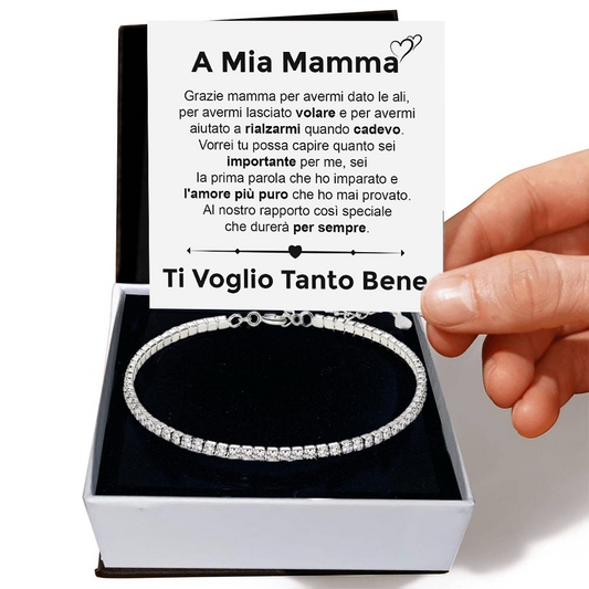 Bracciale Tennis in Argento Sterling 925 A mia Mamma - Ti voglio tanto bene.