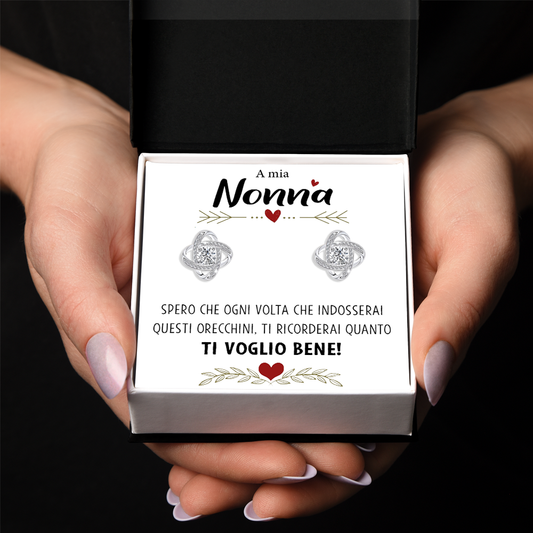 Orecchini Nodo con Pietra in Acciaio chirurgico - A mia Nonna
