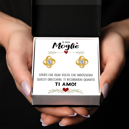 Orecchini Nodo con Pietra in Acciaio chirurgico - A mia Moglie