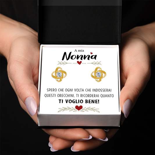 Orecchini Nodo con Pietra in Acciaio chirurgico - A mia Nonna