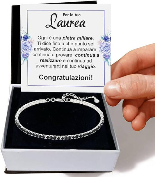 Bracciale Tennis Nero in Argento Sterling 925 - Laurea