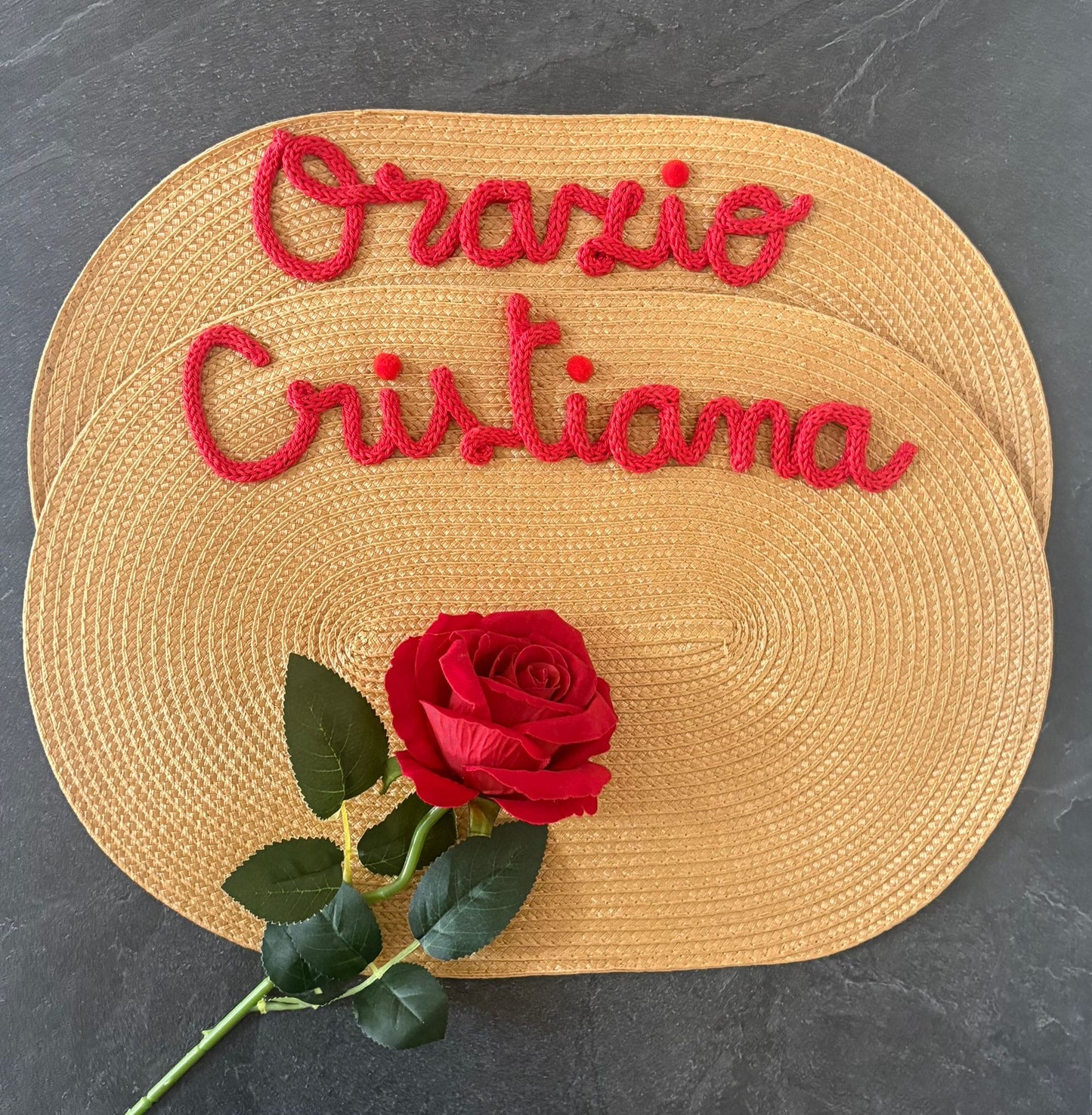 Idea Regalo Tovaglietta Personalizzata con Nome in Tricotin tovagliette personalizzate ovale