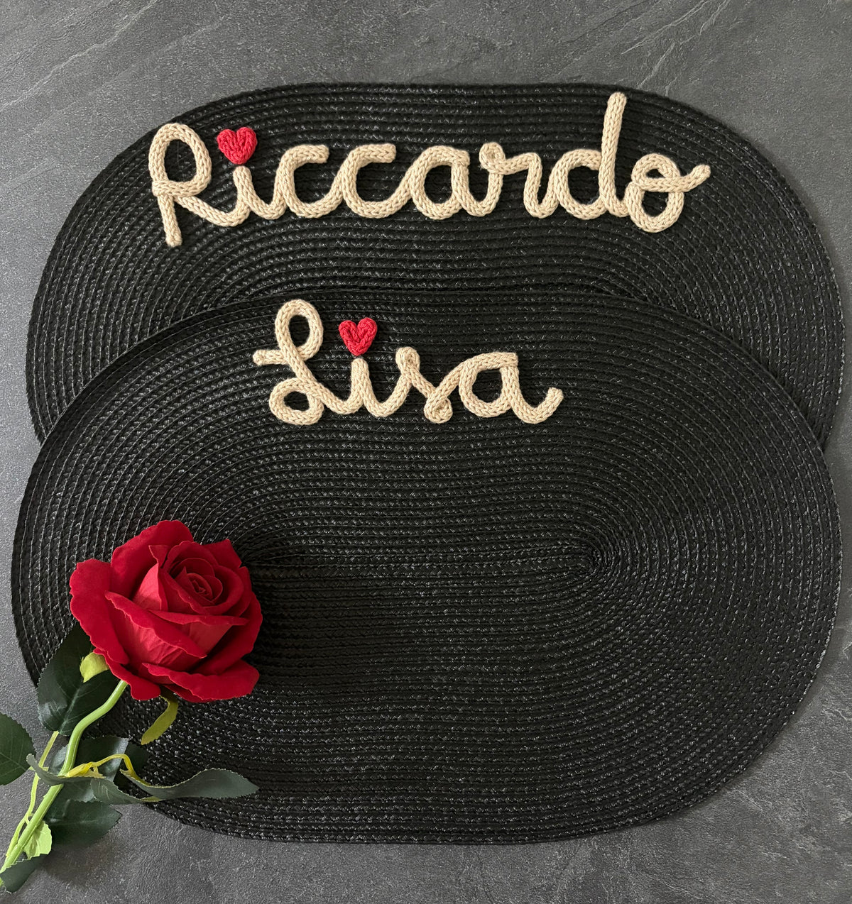 Idea Regalo Tovaglietta Personalizzata con Nome in Tricotin tovagliette personalizzate ovale
