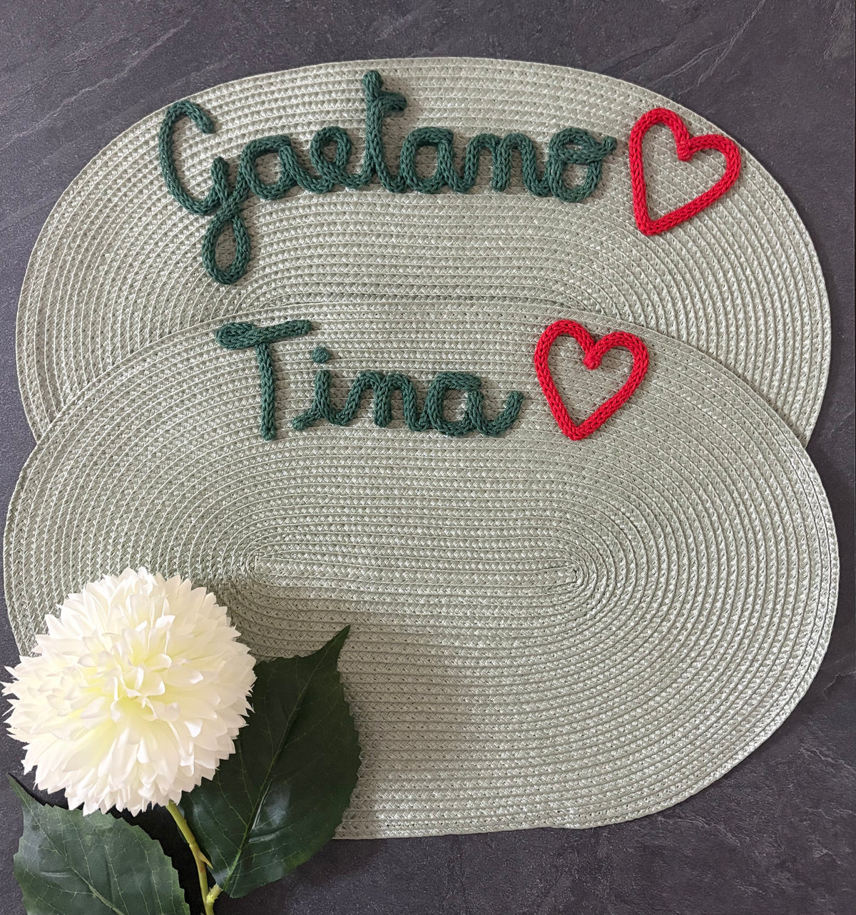 Idea Regalo Tovaglietta Personalizzata con Nome in Tricotin tovagliette personalizzate ovale