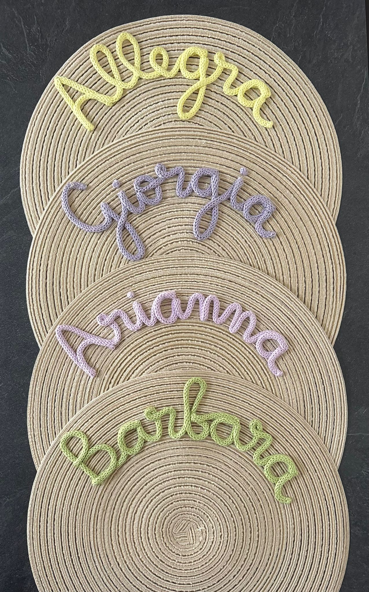 Tovaglietta Personalizzata con Nome in Tricotin in cotone BEIGE