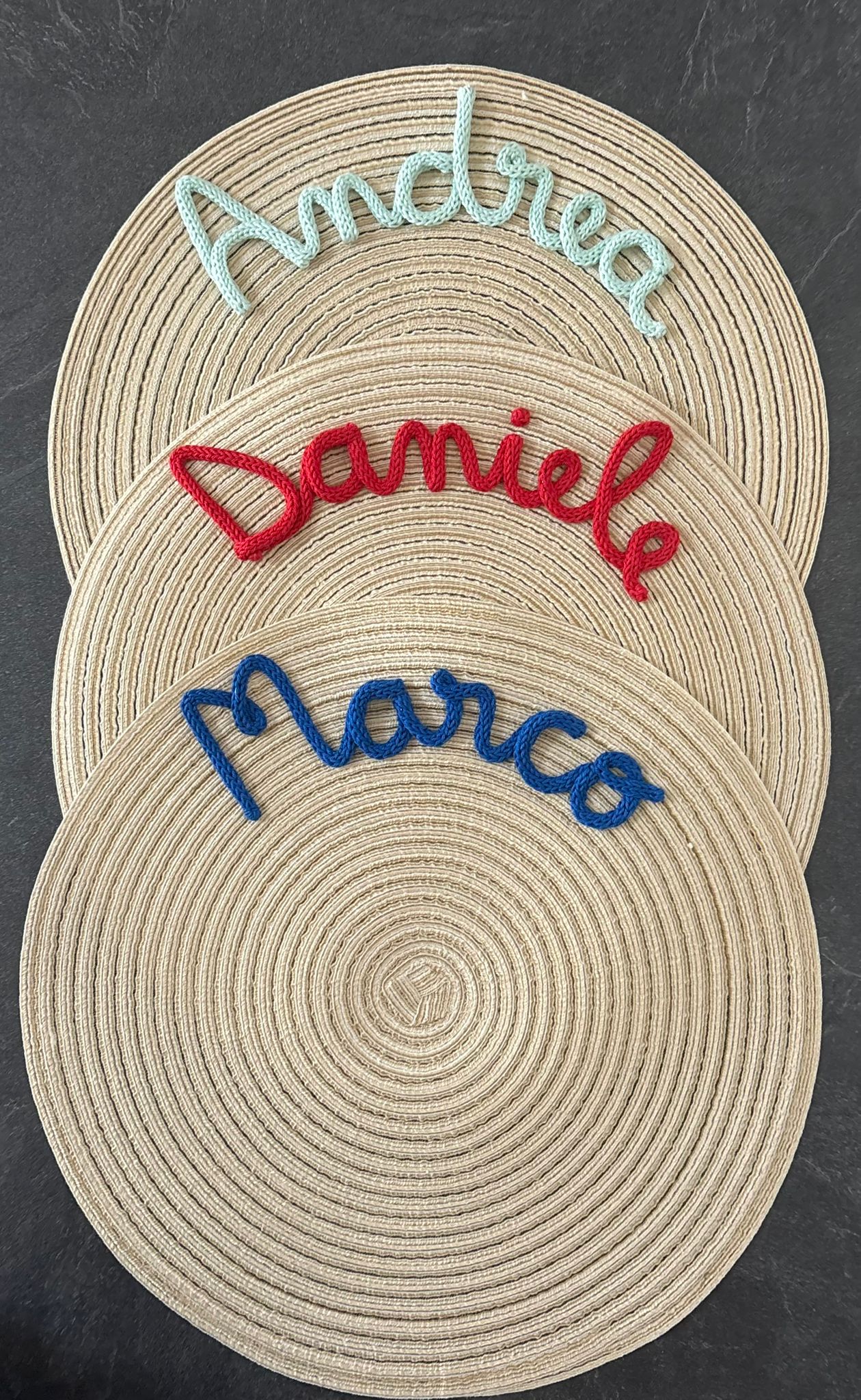 Tovaglietta Personalizzata con Nome in Tricotin in cotone BEIGE