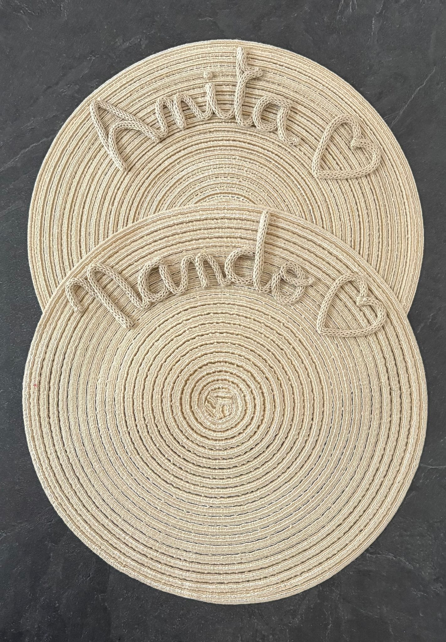 Tovaglietta Personalizzata con Nome in Tricotin in cotone BEIGE