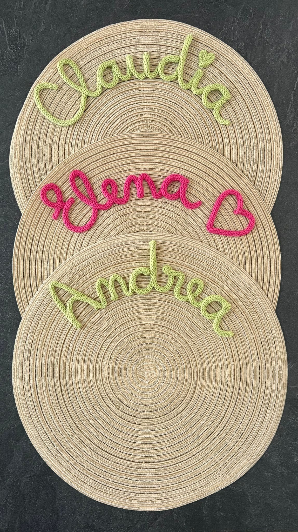 Tovaglietta Personalizzata con Nome in Tricotin in cotone BEIGE