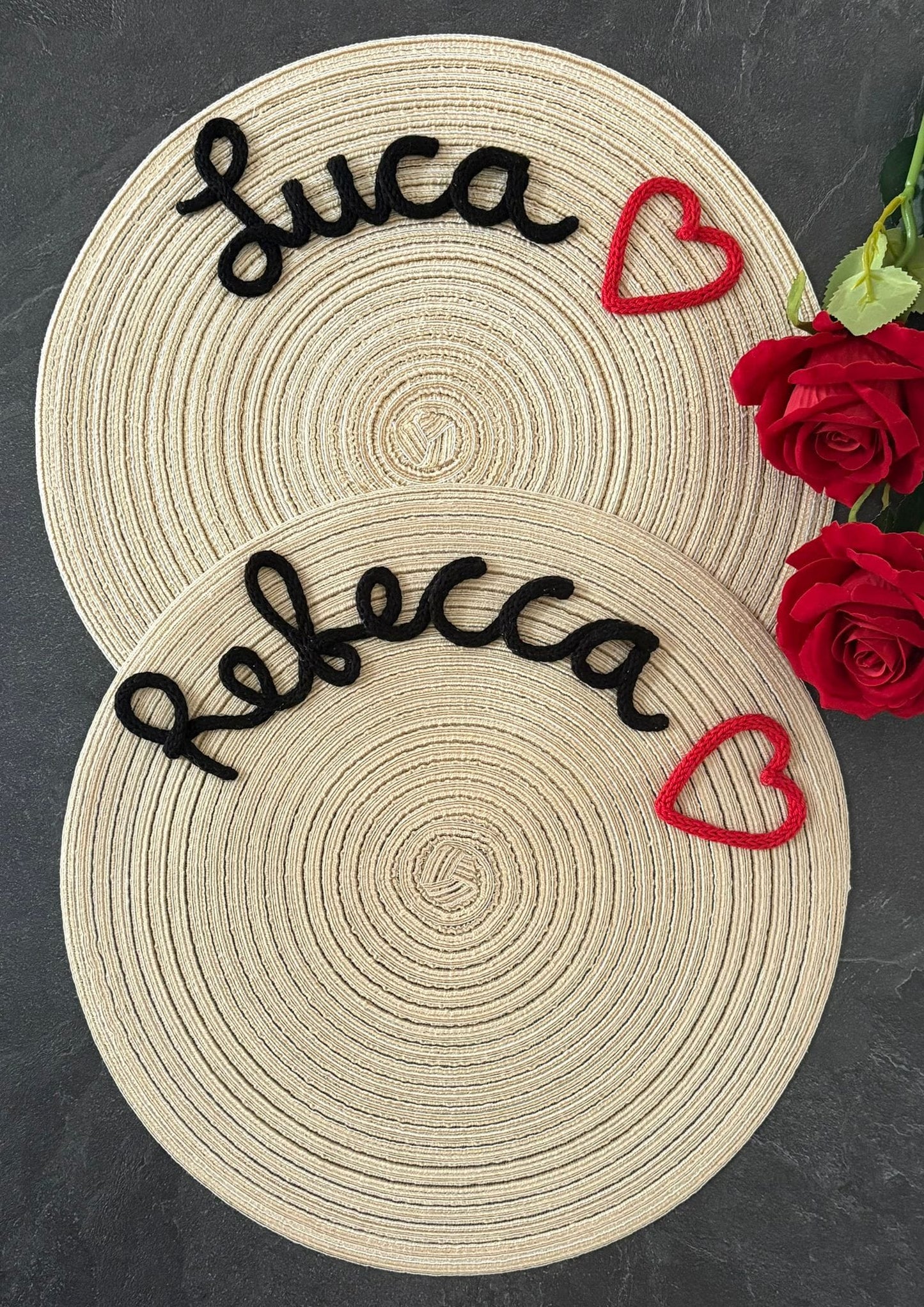 Tovaglietta Personalizzata con Nome in Tricotin in cotone BEIGE