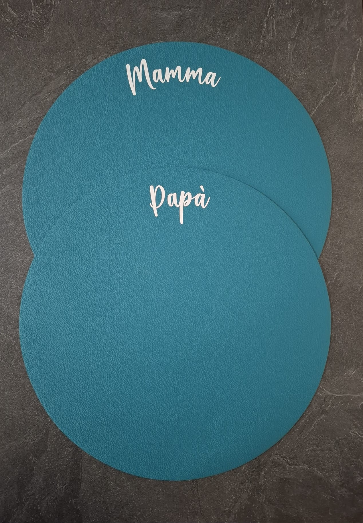 Tovaglietta rotonda in similpelle personalizzabile Double face