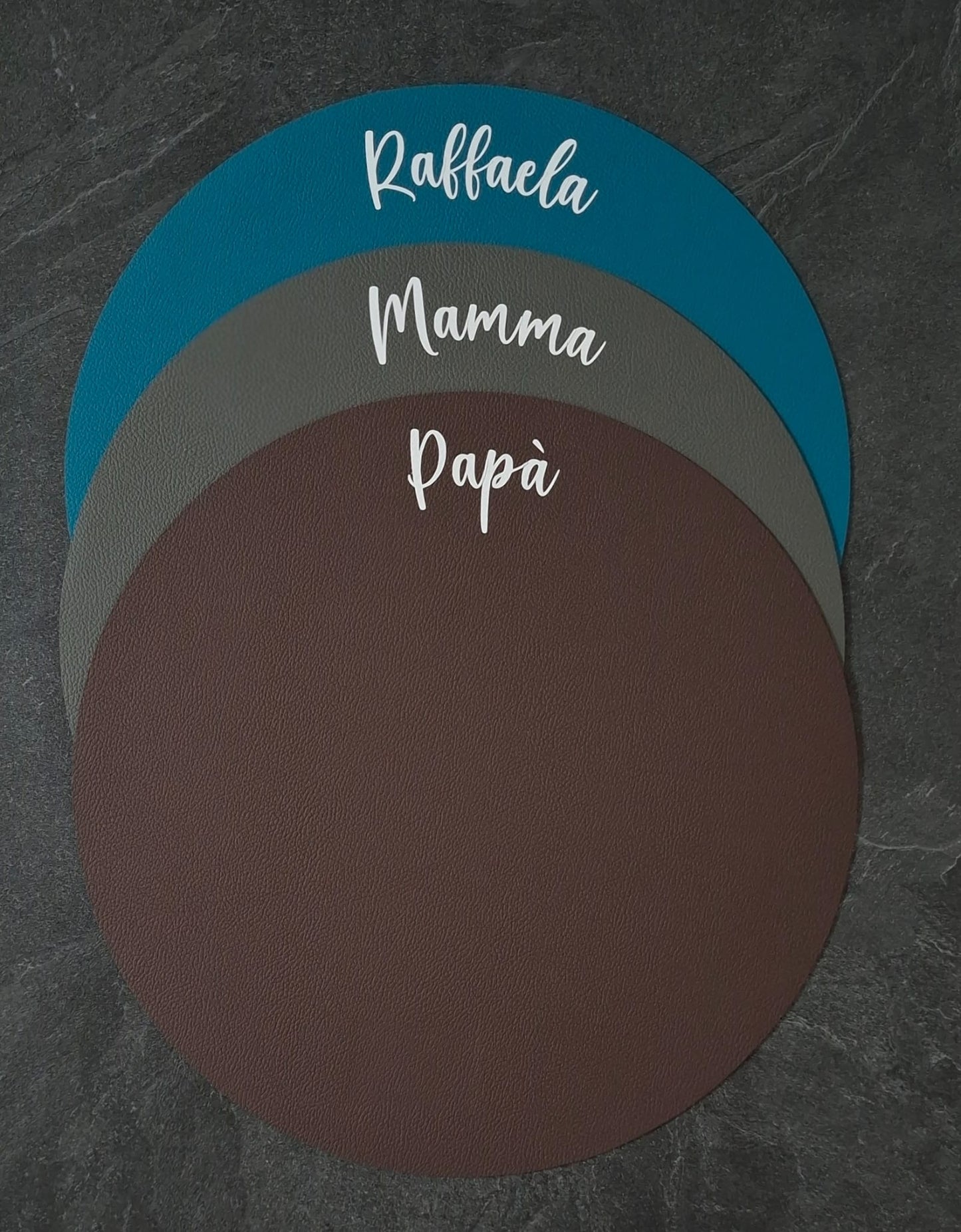 Tovaglietta rotonda in similpelle personalizzabile Double face