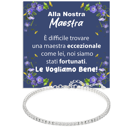 Bracciale Tennis in Argento Sterling 925 Alla nostra Maestra - Le Vogliamo Bene