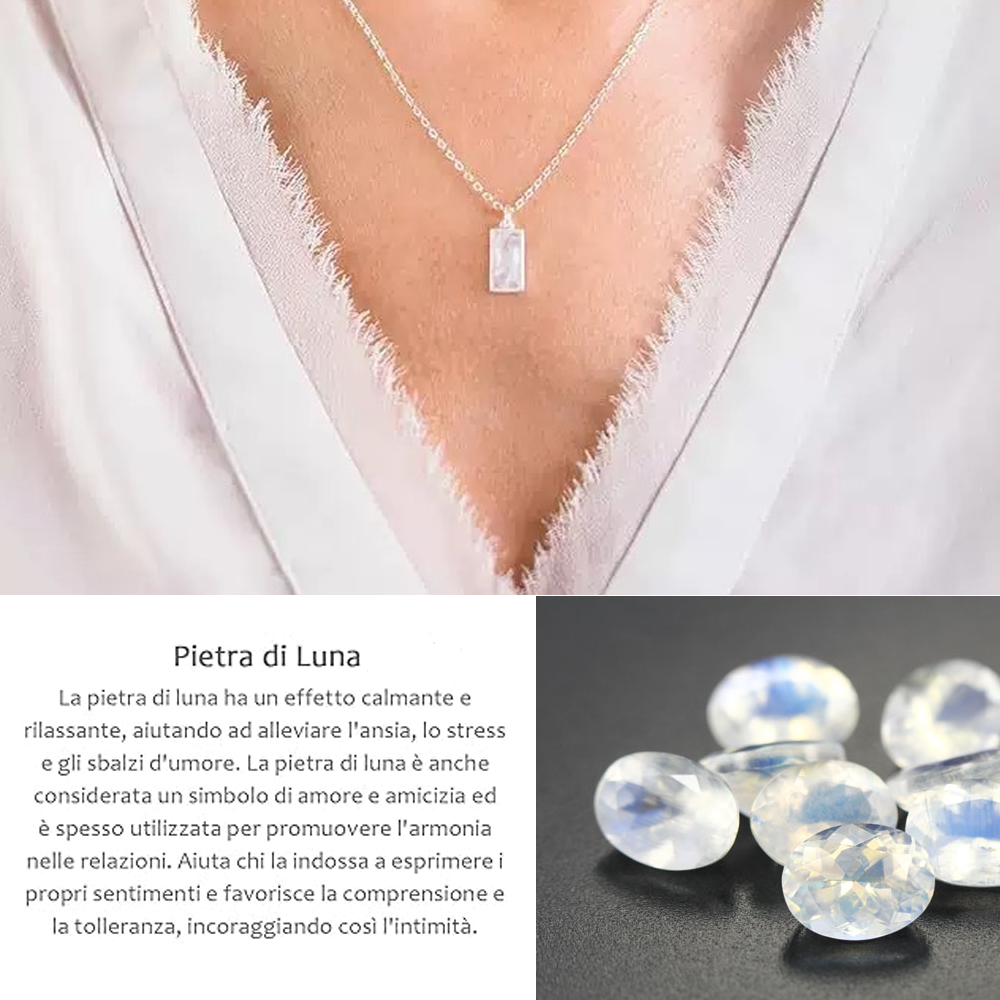 Collana Pietra di Luna Rettangolare in Argento Sterling 925 - A mia Suocera