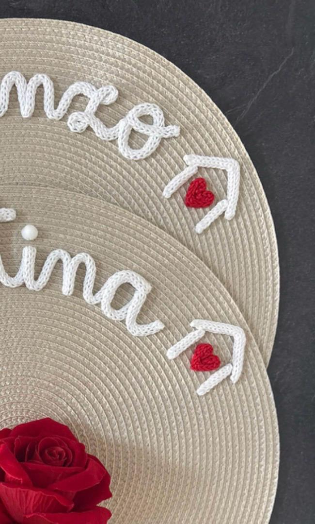 Tovaglietta Personalizzata con Nome in Tricotin in cotone BEIGE
