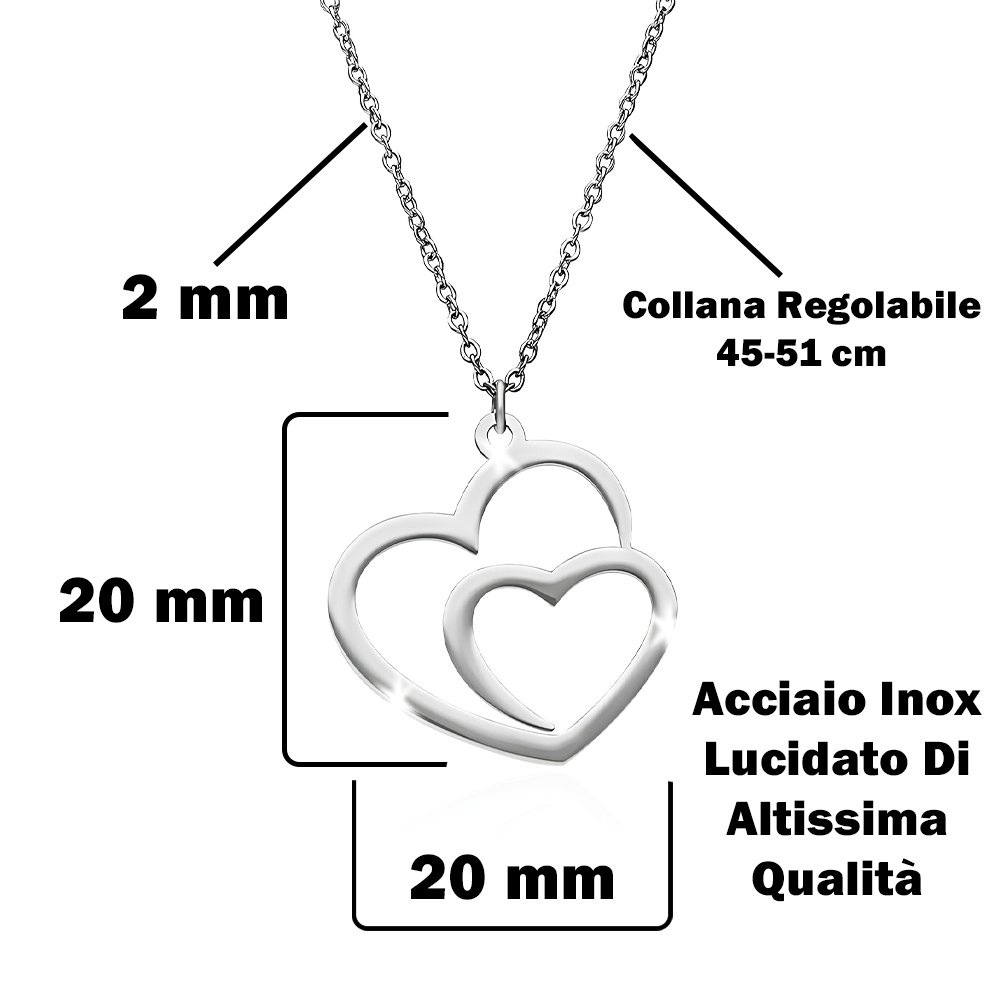 Collana Due Cuori Uniti in Argento Sterling 925 - A mia figlia