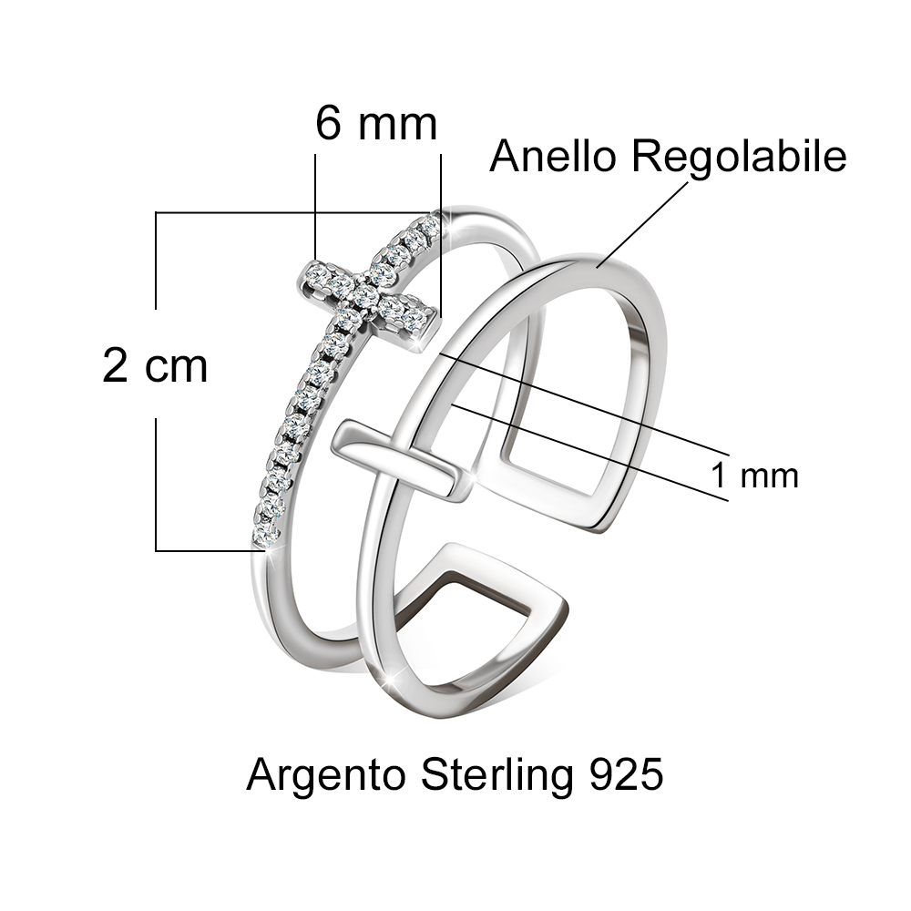 Anello da Donna in Argento Sterling 925 Per mia Moglie- Croce