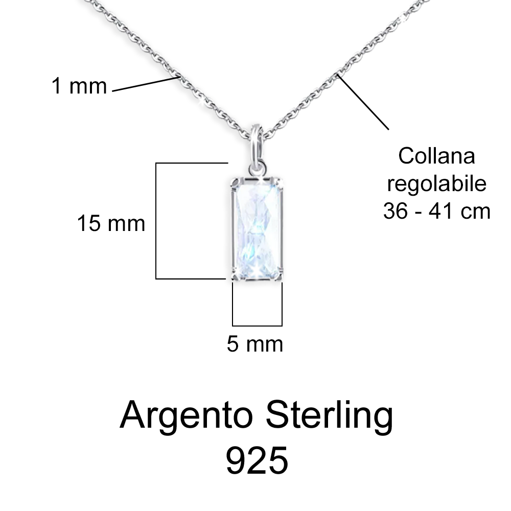 Collana Pietra di Luna Rettangolare in Argento Sterling 925 - A mia Suocera
