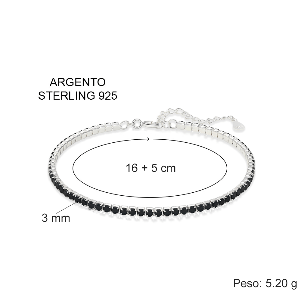 Bracciale Tennis Nero in Argento Sterling 925 - A mio Suocero