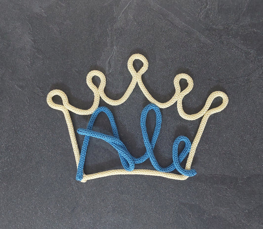 Fiocco Nascita Personalizzato in Tricotin con Nome e Corona  Decorazione Cameretta Bambino/Bambina  Idea Regalo Nascita