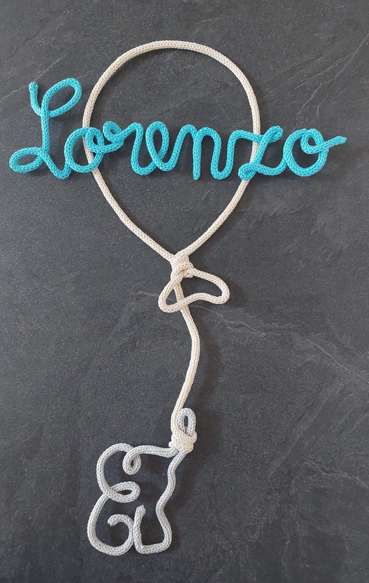 Fiocco Nascita Personalizzato con Nome, Palloncino e Elefantino