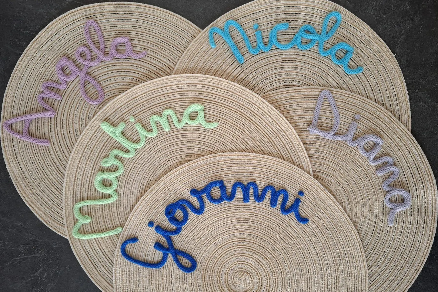 Tovaglietta Personalizzata con Nome in Tricotin in cotone BEIGE