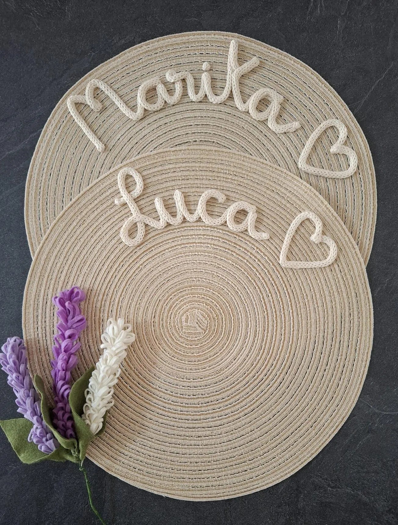 Tovaglietta Personalizzata con Nome in Tricotin in cotone BEIGE