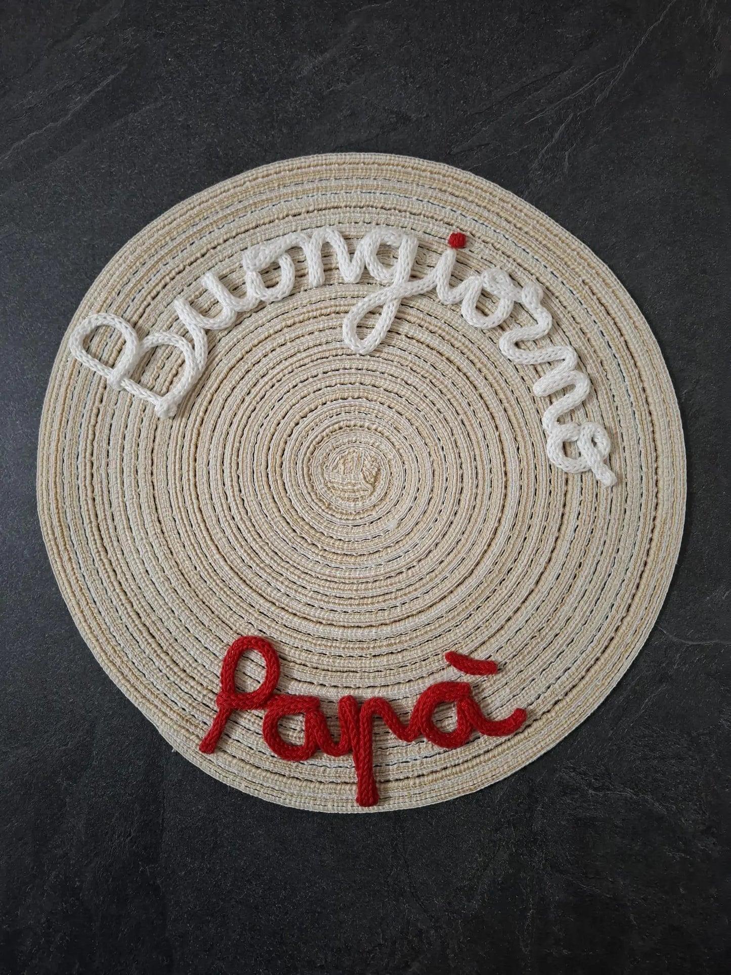 Tovaglietta Personalizzata con Nome in Tricotin in cotone BEIGE