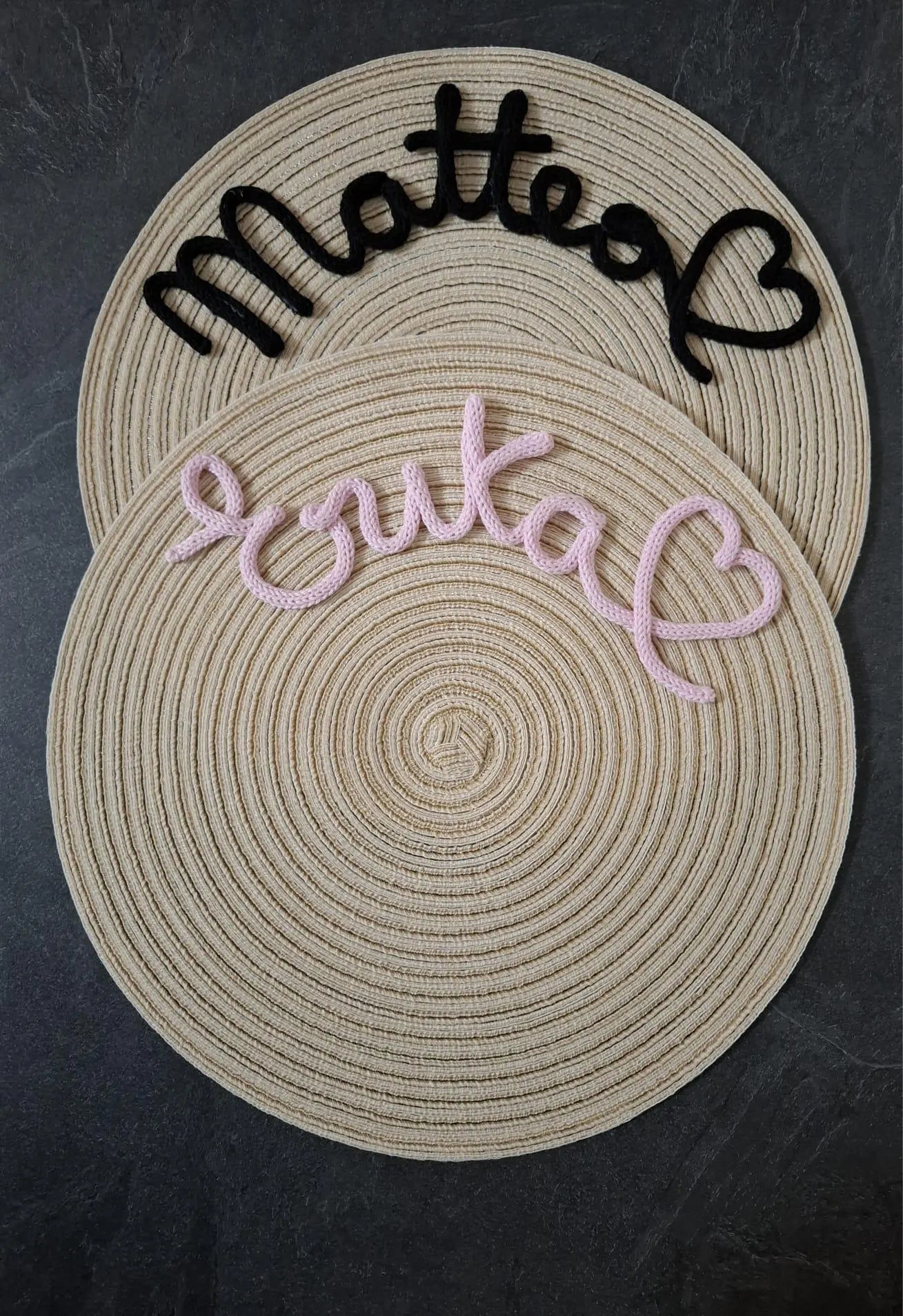 Tovaglietta Personalizzata con Nome in Tricotin in cotone BEIGE