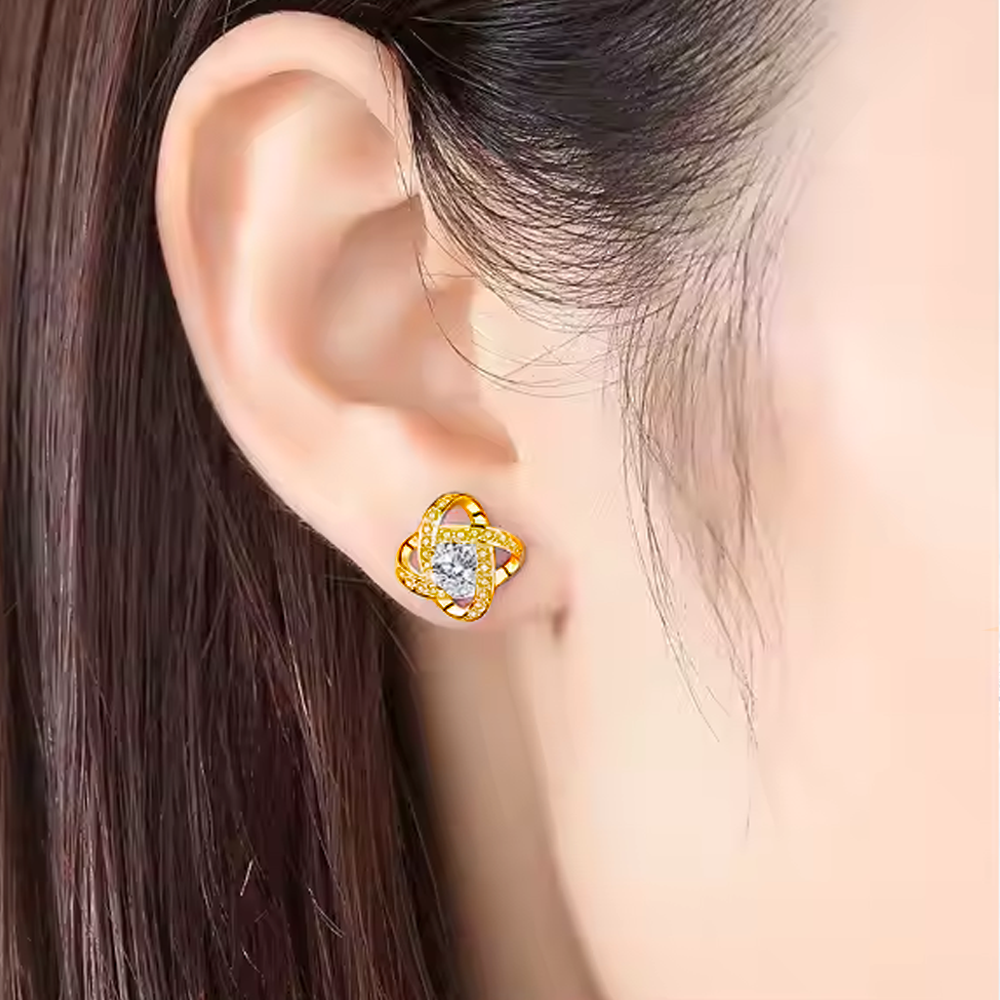 Orecchini Nodo con Pietra in Acciaio chirurgico - A mia Moglie