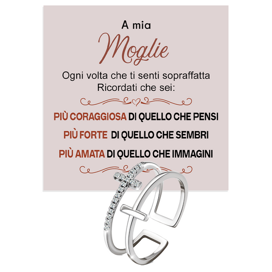 Anello da Donna in Argento Sterling 925 Per mia Moglie- Croce