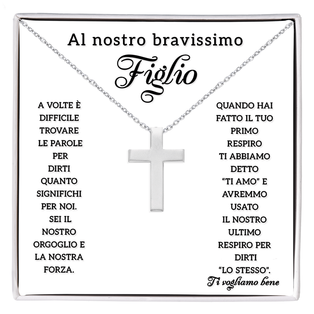 Collana Croce Argento sterling 925 - A Nostro Figlio