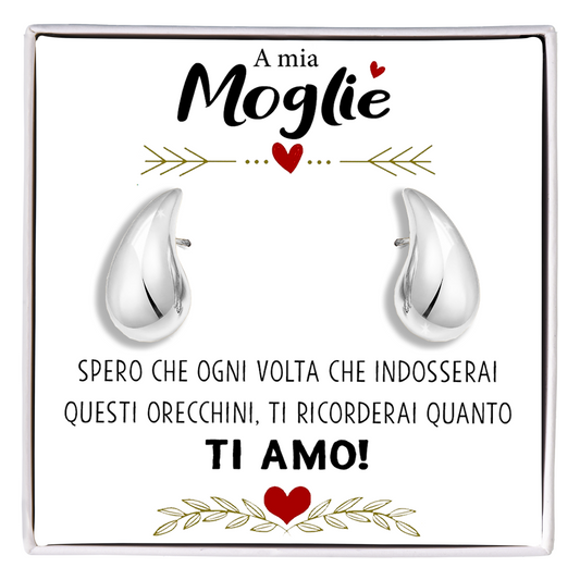 Orecchini a Goccia in Acciaio chirurgico - A mia Moglie