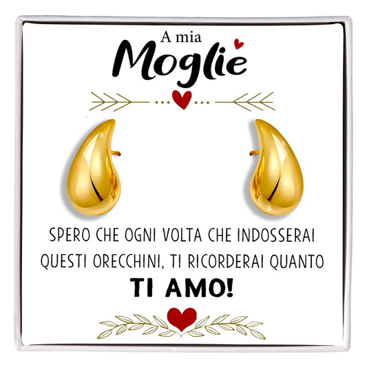 Orecchini a Goccia in Acciaio chirurgico - A mia Moglie